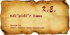 Káplár Emma névjegykártya