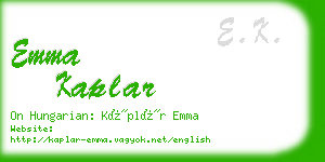 emma kaplar business card